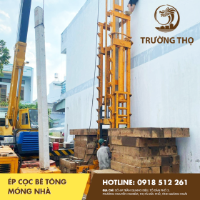 Ép cọc bê tông móng nhà