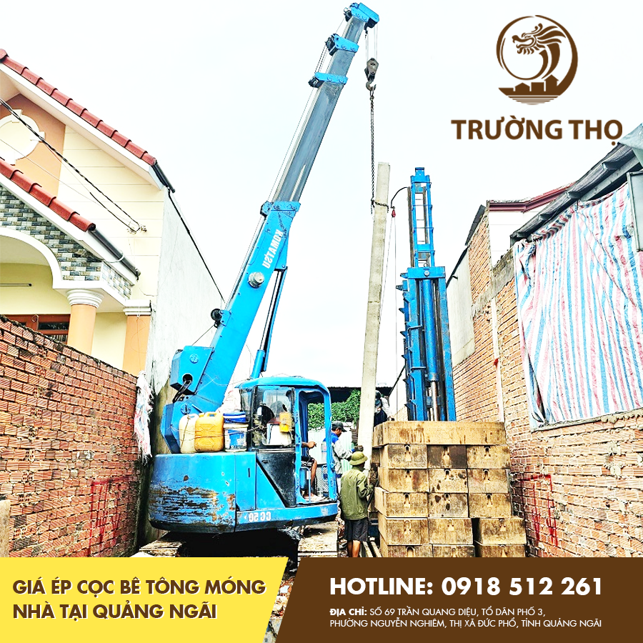 Giá ép cọc bê tông móng nhà tại Quảng Ngãi