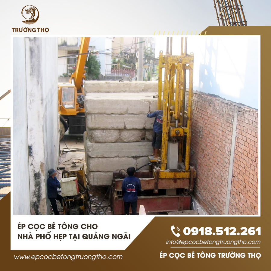 Hình ảnh máy móc thi công ép cọc bê tông cho nhà phố hẹp