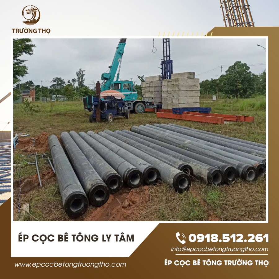 Hình ảnh quá trình thi công ép cọc bê tông ly tâm