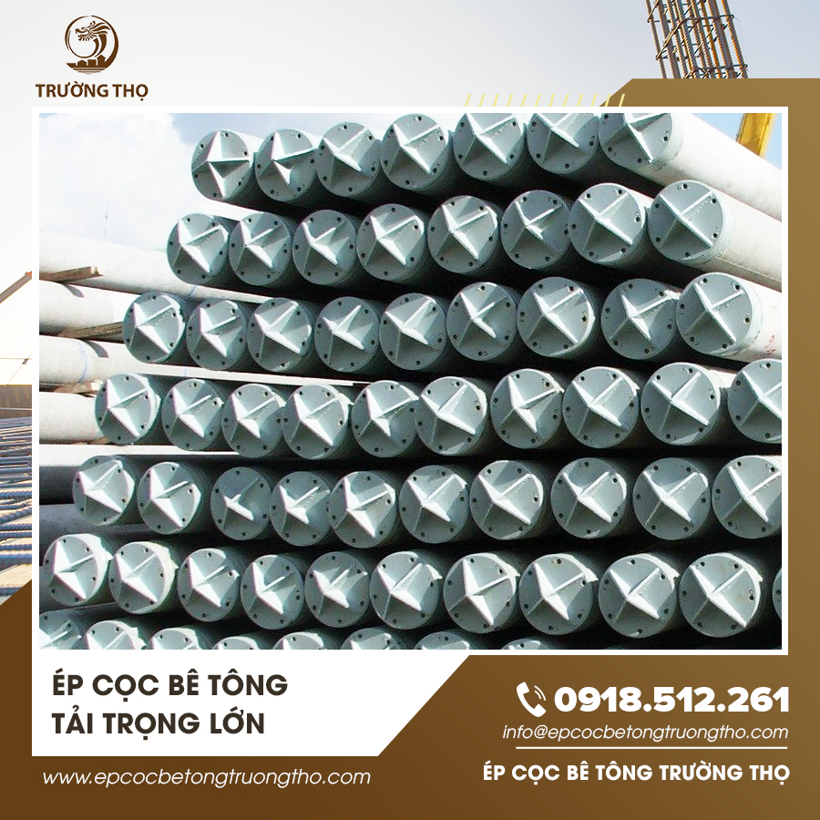 Cọc bê tông tải trọng lớn được chuẩn bị cho công trình xây dựng