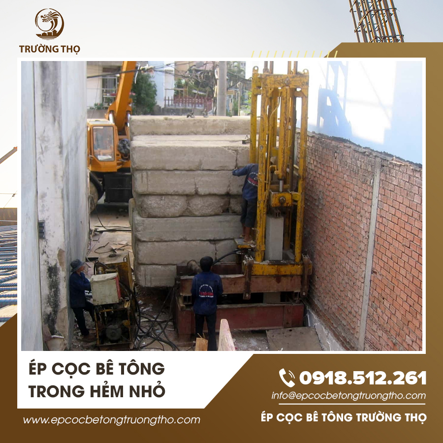 Hình ảnh thi công trong khu vực hẻm nhỏ với ít không gian