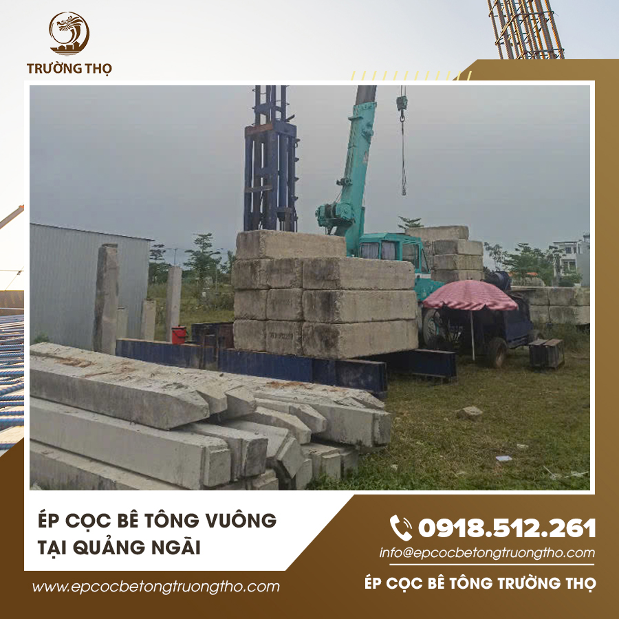 Máy ép đang thi công cọc vuông cho nhà dân