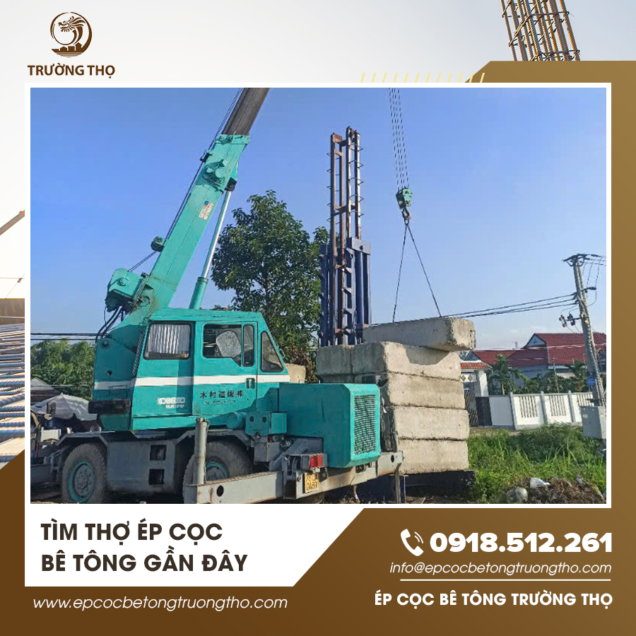Thợ thi công ép cọc bê tông sử dụng công nghệ hiện đại để đảm bảo nền móng chắc chắn cho công trình