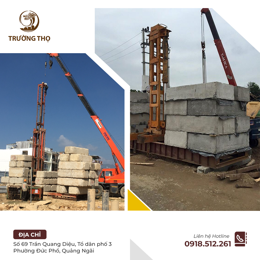 Cận cảnh máy ép đang thực hiện ép cọc neo đúng kỹ thuật.