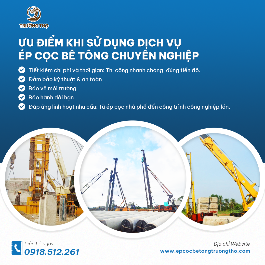 Ép cọc neo phù hợp cho nền đất yếu, không gây rung chấn.