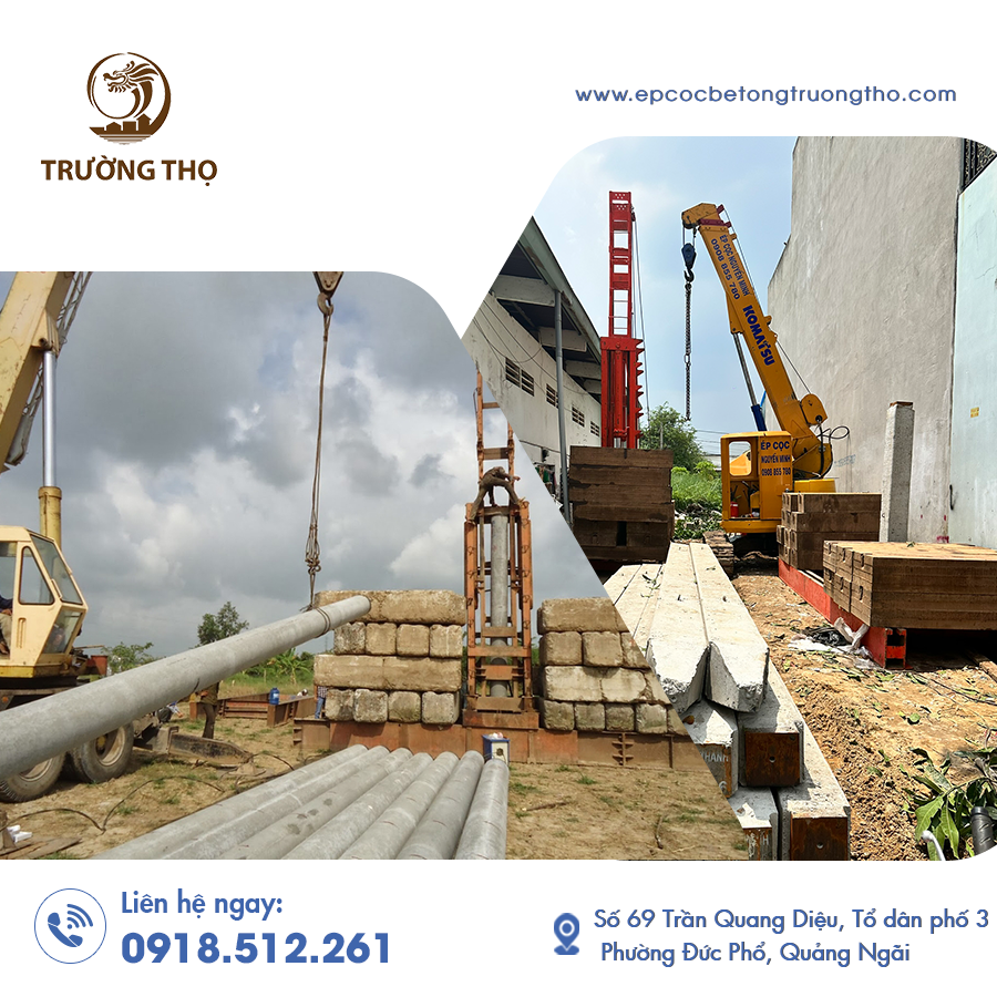 Hình ảnh thi công cừ Larsen tại Quảng Ngãi bằng máy chuyên dụng.